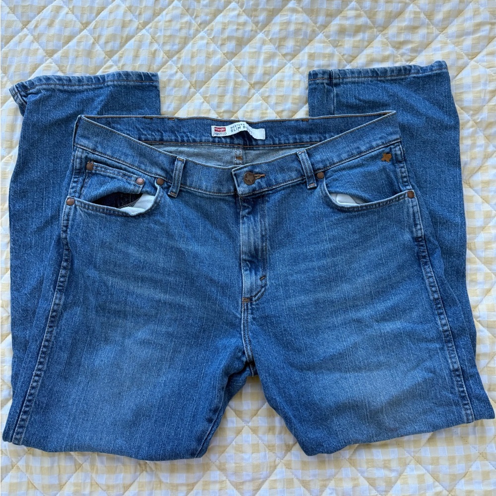 Wrangler Demin Blue Slim Boot Jeans 38 x 30